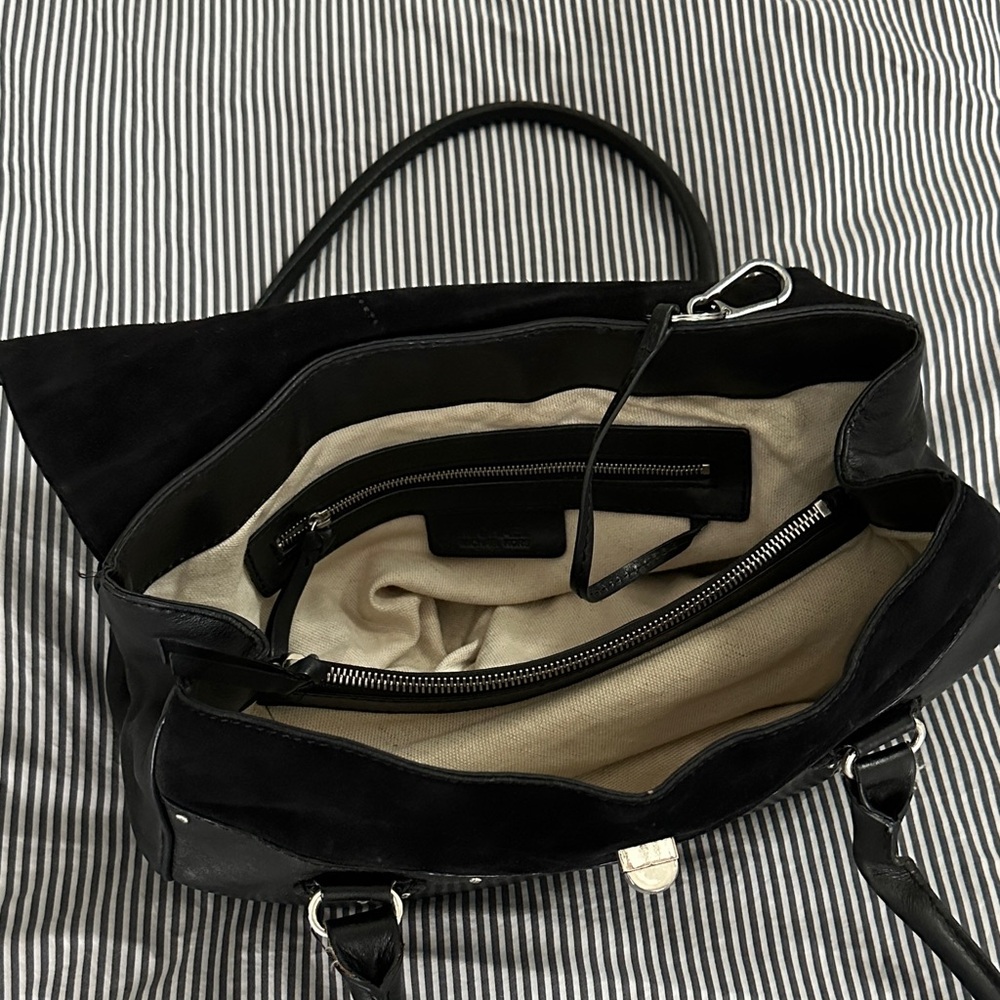 Michael Kors Black Leather Satchel with Silver Accents - Picture 9 of 16